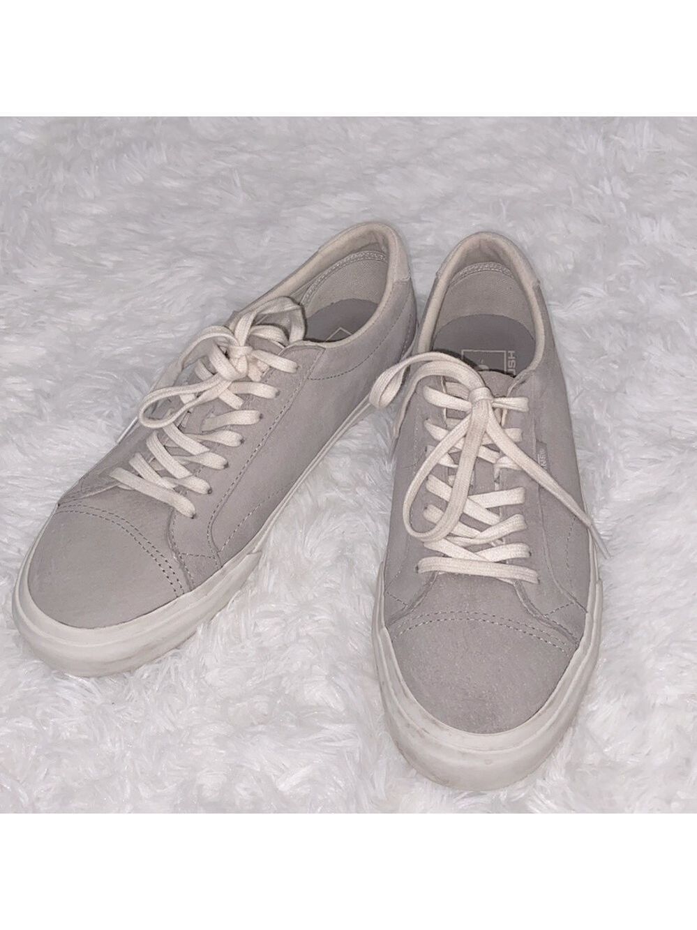 Vans gray leather/suede low top sneakers